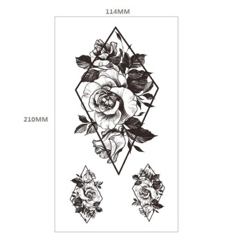 two pc diamond flowers tattoo stickers 114*210mm