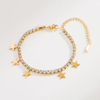 one pc stylish star shape rhinestone titanum steel bracelet(diameter:20cm)
