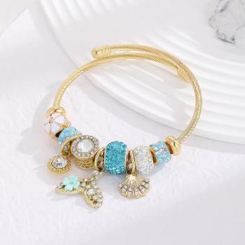 one pc new stylish multi-element shells shape rhinestone bracelet(diameter:6cm)