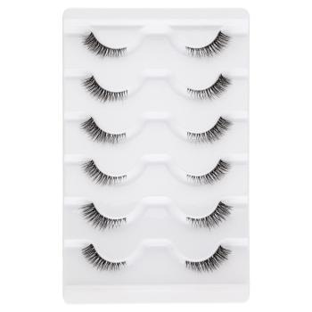 six pairs transparent adhesive strip half-cut eyelashes#1(mixed length&with box)