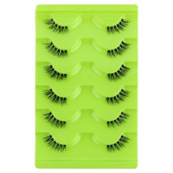 six pairs transparent adhesive strip half-cut eyelashes#2(mixed length&with box)