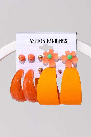 six pair new stylish acrylic pendant pearl alloy earrings(mixed length)
