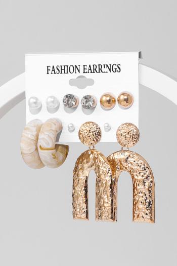 six pair new stylish pearl alloy rhinestone pendant earrings(mixed length)