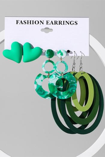 four&half pair new stylish hoop acrylic pendant alloy earrings(mixed length)
