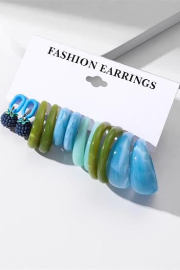 six pair new stylish acrylic resin hoop shape earrings#2(mixed length)