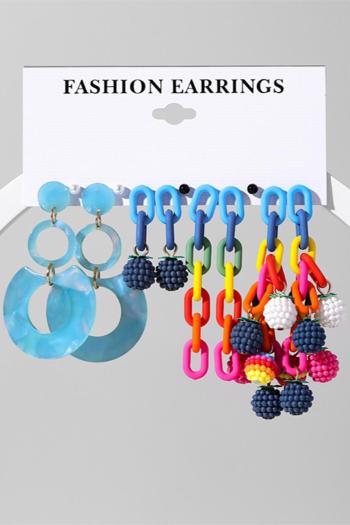 six pair new stylish acrylic chain bead pendant earrings(mixed length)