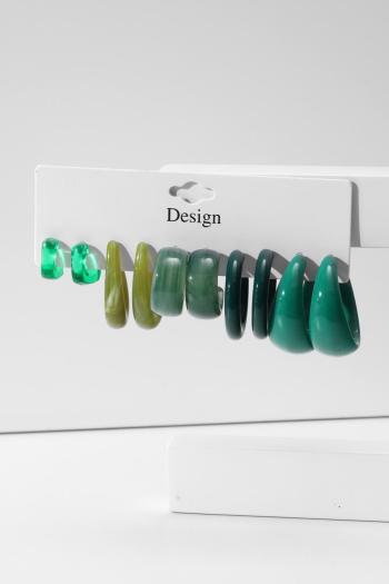 five pair new stylish acrylic resin hoop shape earrings(mixed length)
