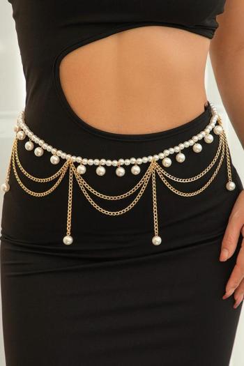 one set of new personality pearl waist chain plated alloy body jewelry