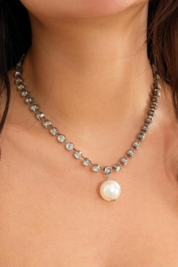 one pc new personality rhinestone imitation pearl alloy necklaces