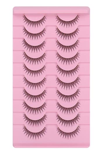 ten pairs stylish natural fit dense fake eyelashes#1 (mixed length&with box)
