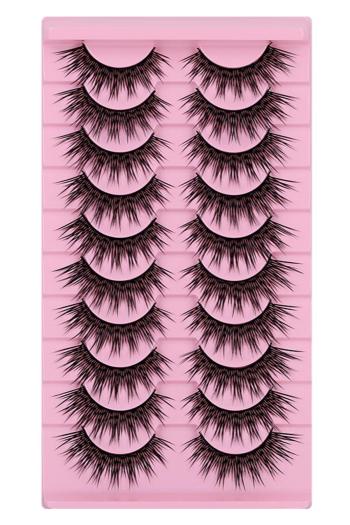 ten pairs stylish natural fit dense fake eyelashes#3 (mixed length&with box)