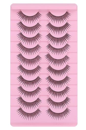 ten pairs stylish natural fit dense fake eyelashes#12 (mixed length&with box)