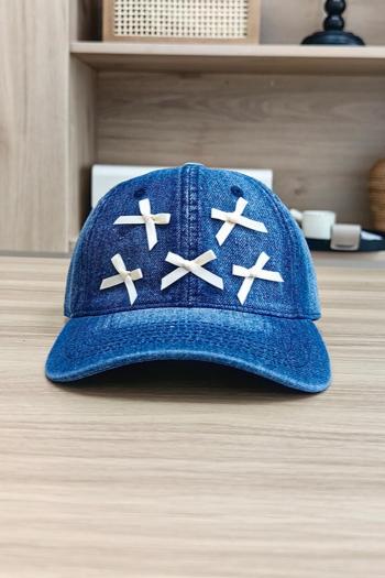 one pc stylish new 3 colors denim bow decor baseball cap 56-58cm