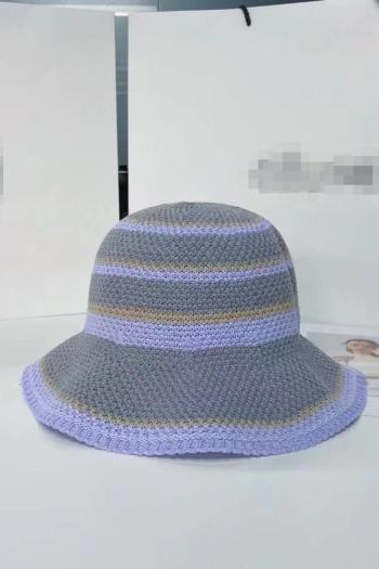 one pc new stylish 4 colors stripe pattern beach straw bucket hat 56-58cm