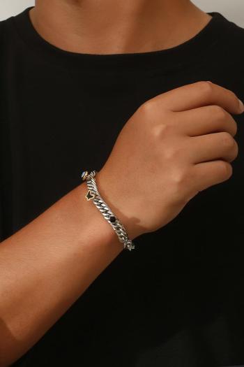 one pc stylish new hip hop removable decor titanium steel bracelet (length:21cm)
