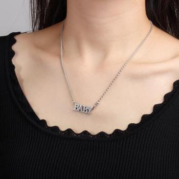 one pc stylish new letter stainless steel necklace