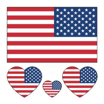 american flag print water proof three pc face stickers(size:60*60mm)