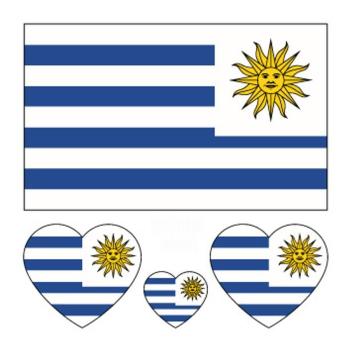uruguay flag print water proof three pc face stickers(size:60*60mm)