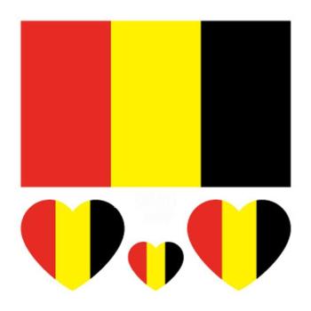 belgian flag print water proof three pc face stickers(size:60*60mm)