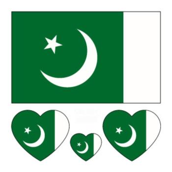 pakistan flag water proof three pc face stickers(size:60*60mm)