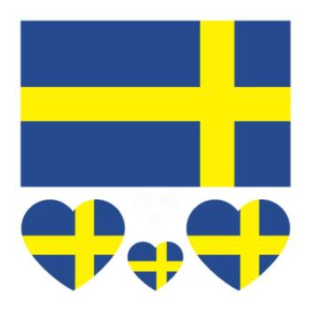 sweden flag water proof three pc face stickers(size:60*60mm)