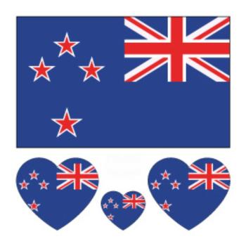 new zealand flag water proof three pc face stickers(size:60*60mm)