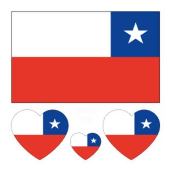 chile flag water proof three pc face stickers(size:60*60mm)