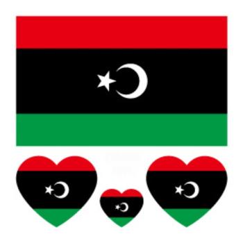 libya flag water proof three pc face stickers(size:60*60mm)