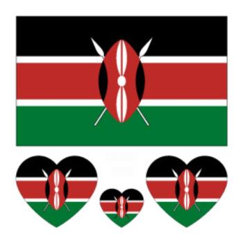 kenya flag water proof three pc face stickers(size:60*60mm)