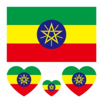 ethiopia flag water proof three pc face stickers(size:60*60mm)