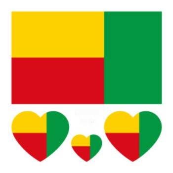 benin flag water proof three pc face stickers(size:60*60mm)