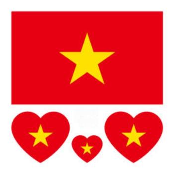vietnam flag water proof three pc face stickers(size:60*60mm)