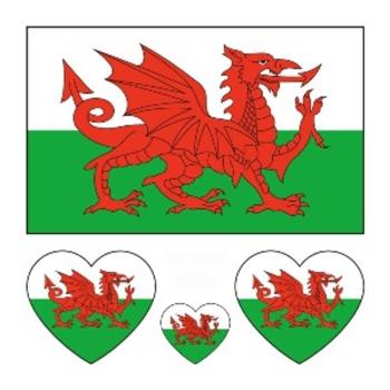 wales flag water proof three pc face stickers(size:60*60mm)