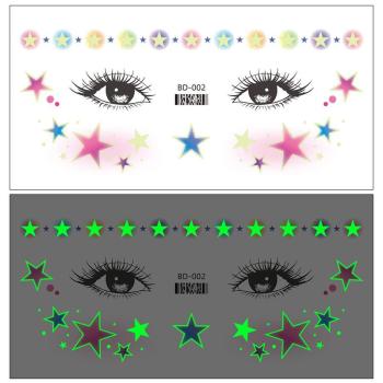 three pc new luminous cartoon star face sticker#1 (size:158*75 mm)