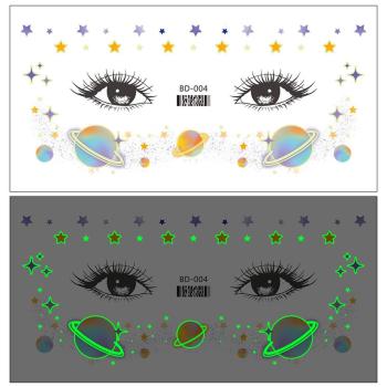 three pc new luminous cartoon star face sticker#3 (size:158*75 mm)