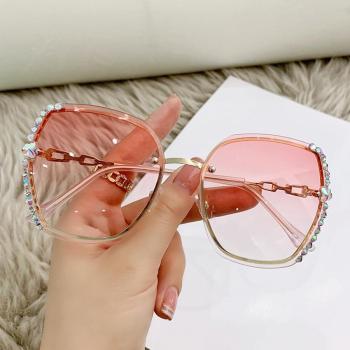 one pc stylish new 5 colors rhinestone decor frameless gradient color sunglasses