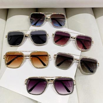 one pc stylish new 6 colors rhinestone decor metal frame sunglasses