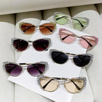 one pc stylish new 7 colors rhinestone decor cat eye metal frame sunglasses