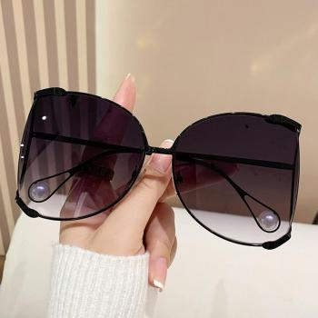 one pc stylish new big metal frame uv protection gradient color sunglasses