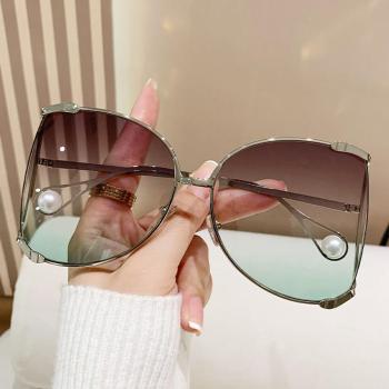 one pc stylish new big metal frame uv protection contrast color sunglasses