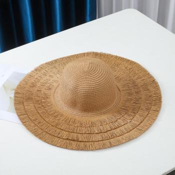 one pc stylish new 4 colors tassels decor beach straw hat 56-58cm