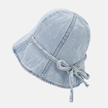 one pc stylish new 3 colors denim lace-up bucket hat 54-58cm