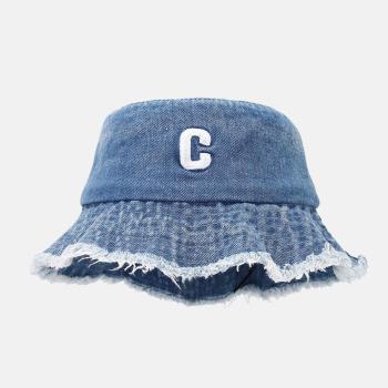 one pc stylish new 3 colors letter embroidery denim bucket hat 54-58cm