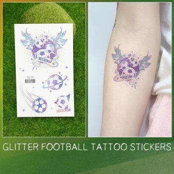 three pc new glitter football water proof tattoo stickers#16 (size:75*120 mm)