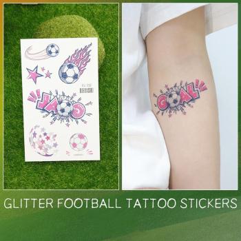 three pc new glitter football water proof tattoo stickers#17 (size:75*120 mm)