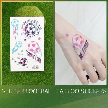 three pc new glitter football water proof tattoo stickers#18 (size:75*120 mm)