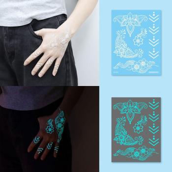 three pcs new stylish noctilucent flower pattern tattoo stickers#18