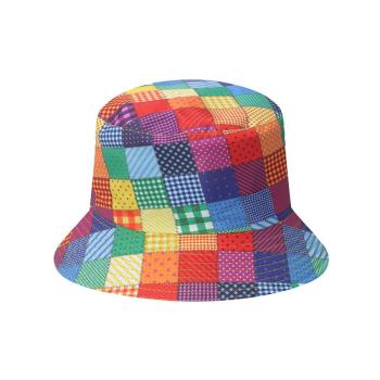 one pc stylish mew multicolor lattice printing bucket hat 56-58cm