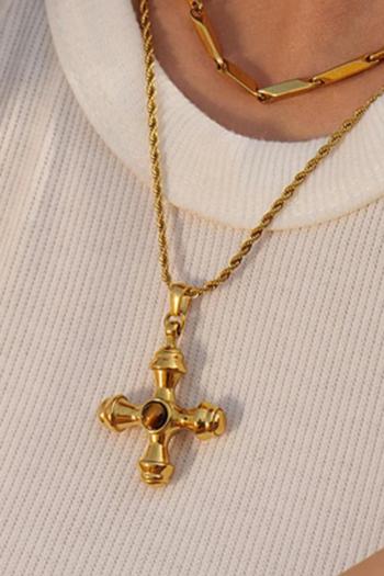 one pc stylish new twisted plated cross necklace(length:55.5cm)
