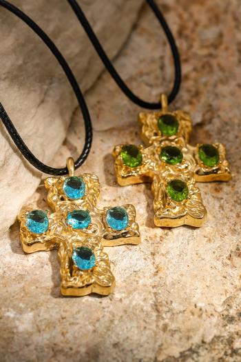 one pc stylish new plated cross rhinestone necklace(length:54cm)